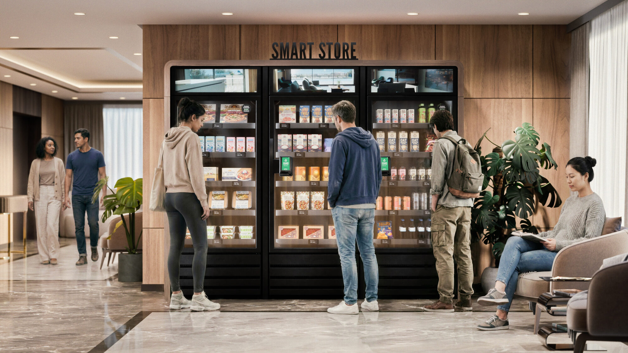 A Daily Drop Smart Store installed in a premium residential apartment lobby