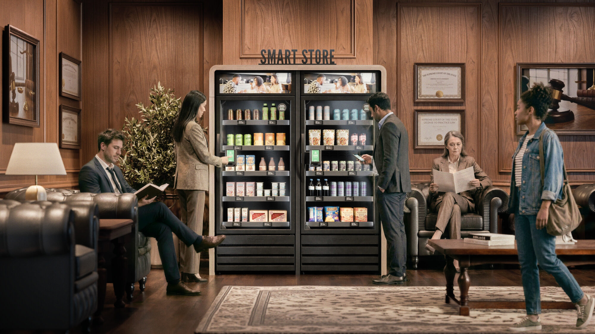 Daily Drop Smart Store set into a private executive office library